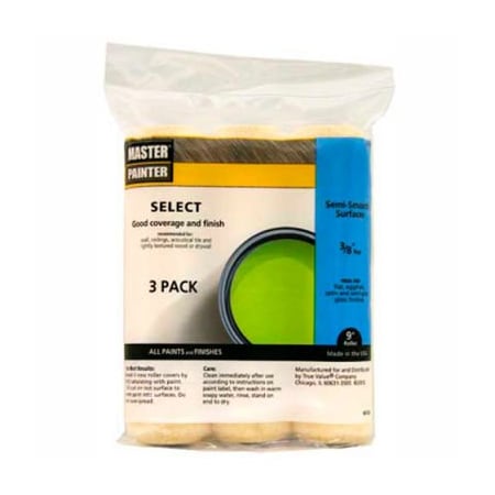 General Paint Master Painter 9" Select Roller Cover, 3/8" Nap, Knit, Semi Smooth, 3 Pack - 697837